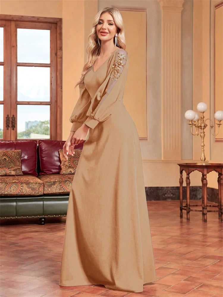 Bellissima Green V-Neck Evening Dress | Blue Plum - Blue Plum
