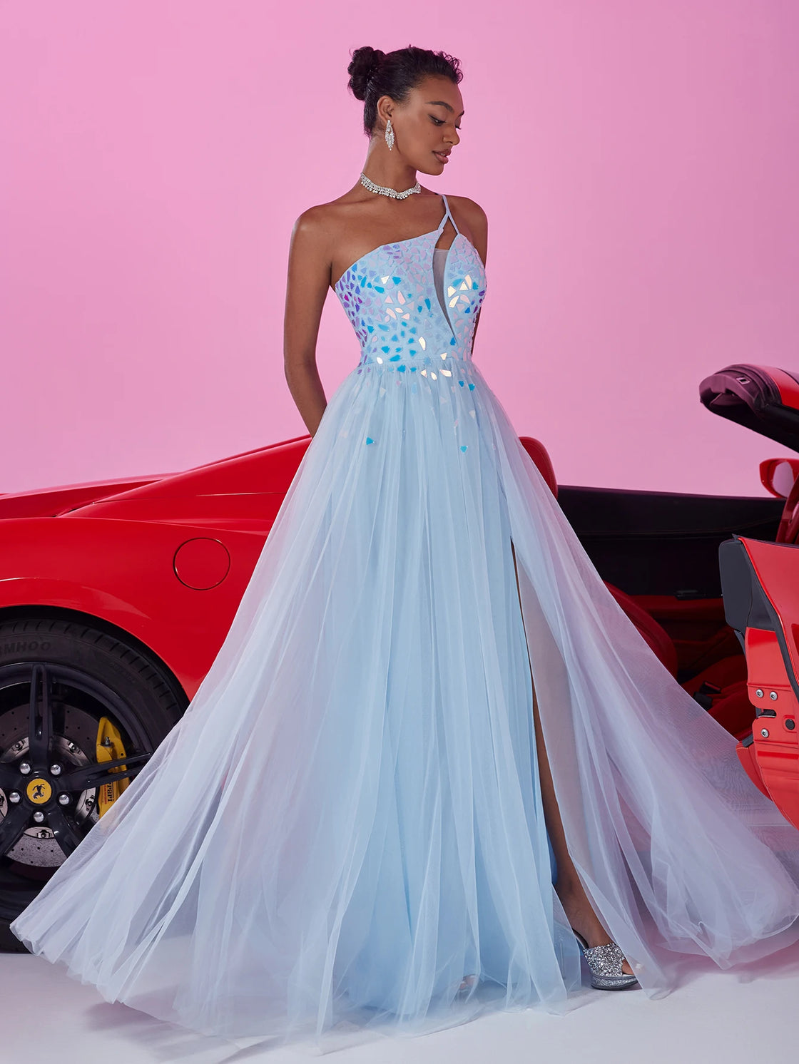 Blue Plum Bow Bridesmaid Dress - Elegant Tulle Luxury Gown | Blue Plum - Blue Plum