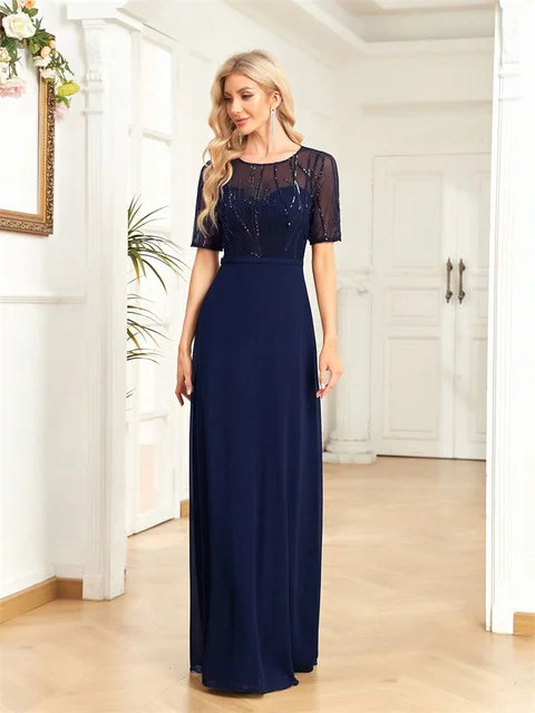 BLUEPLUM Elegant Blue Sequin Formal Maxi Prom Dress | Blue Plum - Blue Plum