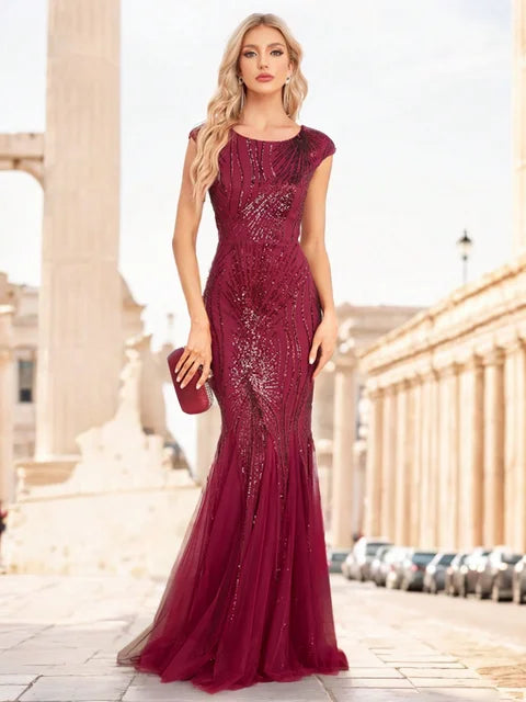 BLUEPLUM Luxury Green Mermaid Sequin Maxi Evening Dress | Blue Plum - Blue Plum