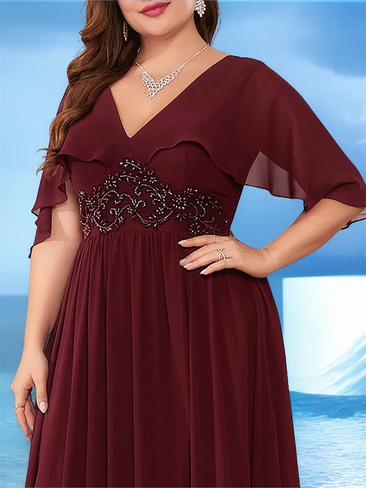 BluePlum Plus Size Chiffon Evening Dress | Blue Plum - Blue Plum