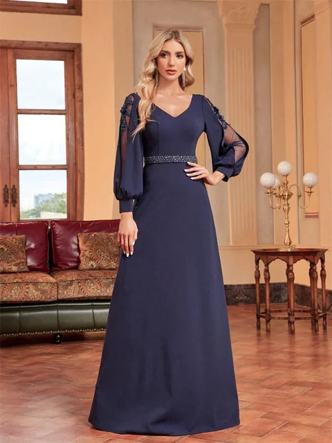 Bellissima Green V-Neck Evening Dress | Blue Plum - Blue Plum