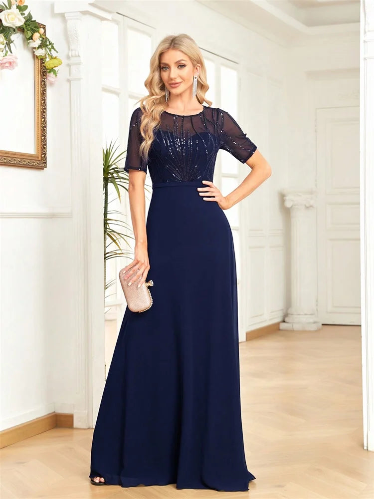 BLUEPLUM Elegant Blue Sequin Formal Maxi Prom Dress | Blue Plum - Blue Plum