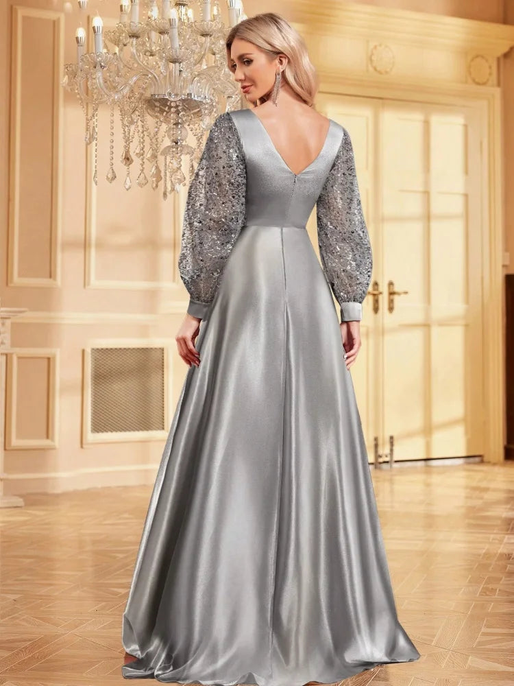 BLUEPLUM Gold Sequin V-Neck Maxi Evening Dress | Blue Plum - Blue Plum