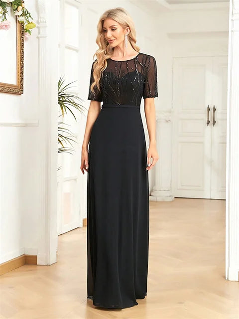 BLUEPLUM Elegant Blue Sequin Formal Maxi Prom Dress | Blue Plum - Blue Plum