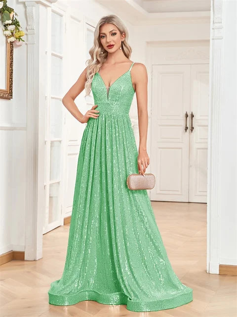 BLUEPLUM Sequins Backless Blue Evening Dress 2025 | Blue Plum - Blue Plum