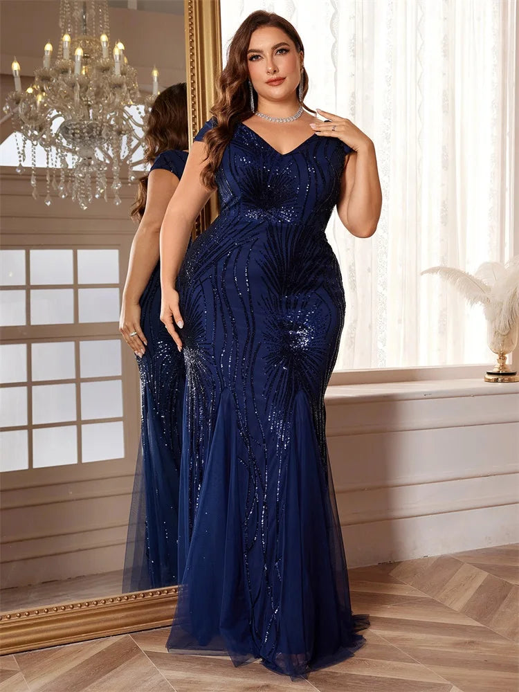 BlueSequin Mermaid Maxi Party Dress - Plus Size Luxury | Blue Plum - Blue Plum