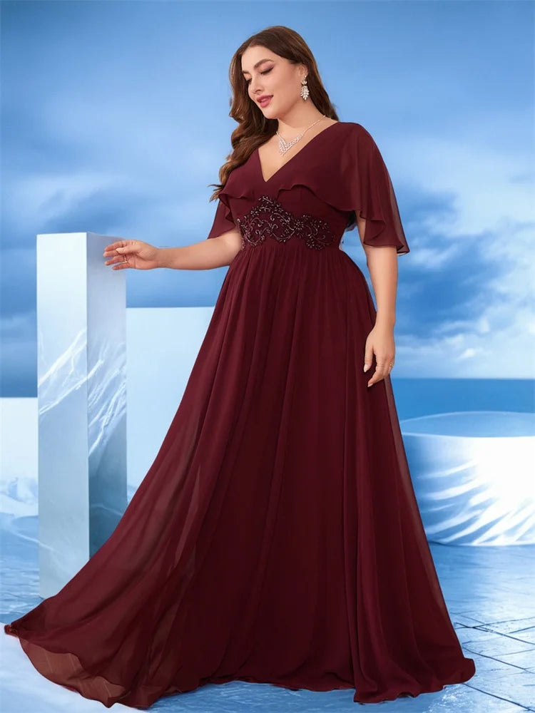 BluePlum Plus Size Chiffon Evening Dress | Blue Plum - Blue Plum