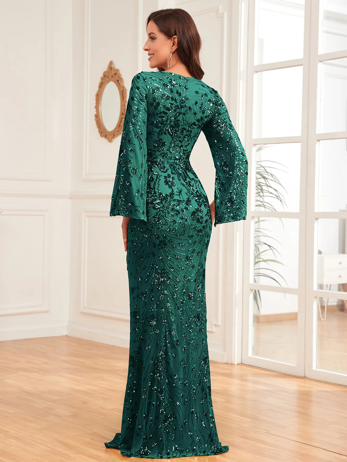 BLUEPLUM Luxury Green Sequin Mermaid Evening Dress | Blue Plum - Blue Plum