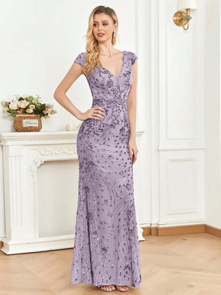 Elegant Green Sequin Mermaid Evening Dress | Blue Plum - Blue Plum