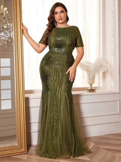 BluePlum Green Sequin Plus Size Evening Dress | Blue Plum - Blue Plum