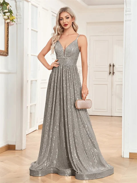 BLUEPLUM Sequins Backless Blue Evening Dress 2025 | Blue Plum - Blue Plum