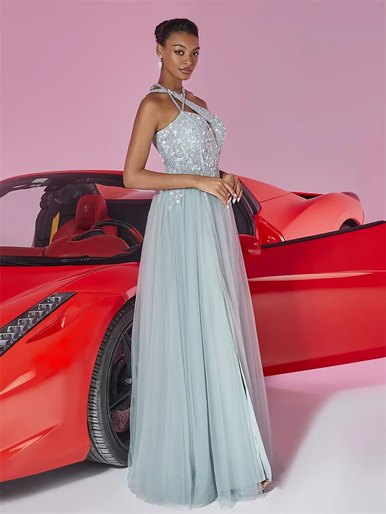 Green Tulle Oblique Shoulder Bridesmaid Dress | Blue Plum - Blue Plum