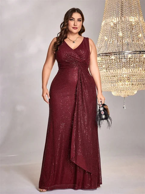 BLUEPLUM V-Neck Sequin Maxi Evening Dress | Blue Plum - Blue Plum