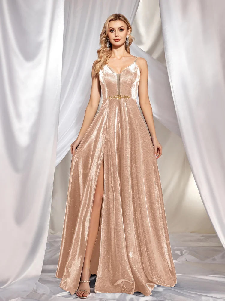 BluePlum Luxury Gold Suspenders Evening Dresses Elegant Women Off Shoulder Cocktail Wedding Party Prom Mermaid Dress Long Gown | Blue Plum - Blue Plum