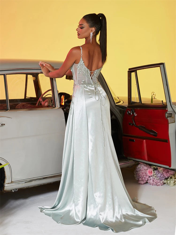 Elegant Blue Satin Mermaid Maxi Dress | Blue Plum - Blue Plum