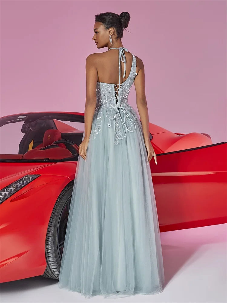 Green Tulle Oblique Shoulder Bridesmaid Dress | Blue Plum - Blue Plum