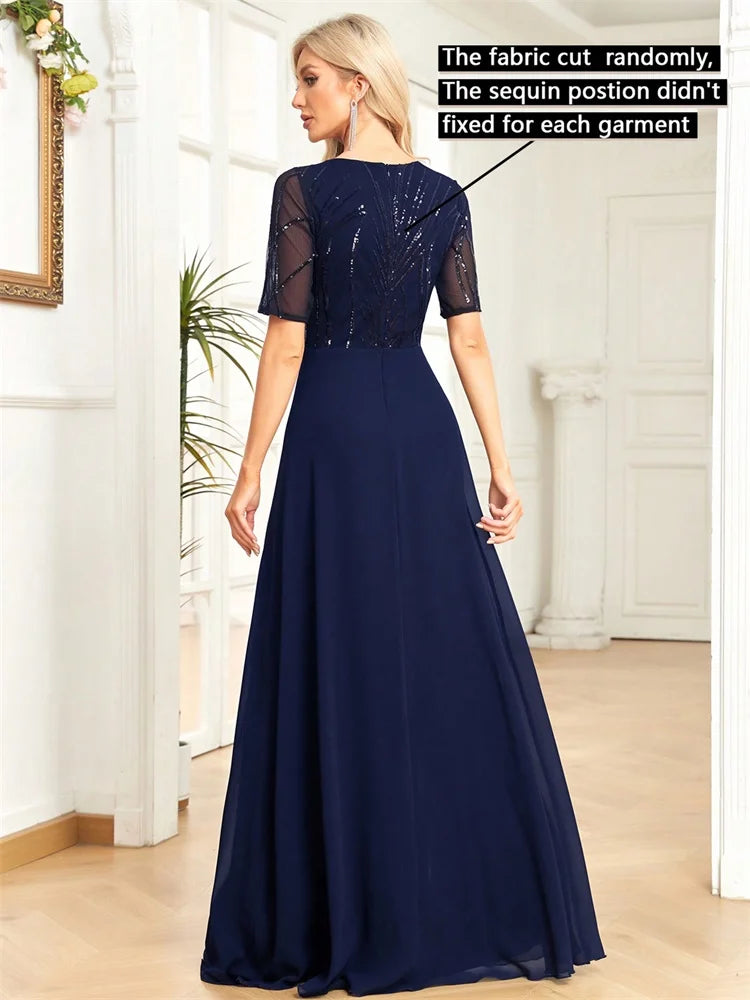 BLUEPLUM Elegant Blue Sequin Formal Maxi Prom Dress | Blue Plum - Blue Plum
