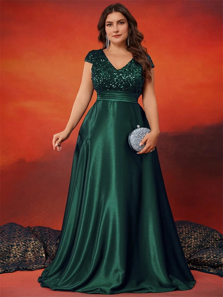 Green Sequin BluePlum Evening Dress - Sparkling Elegance | Blue Plum - Blue Plum