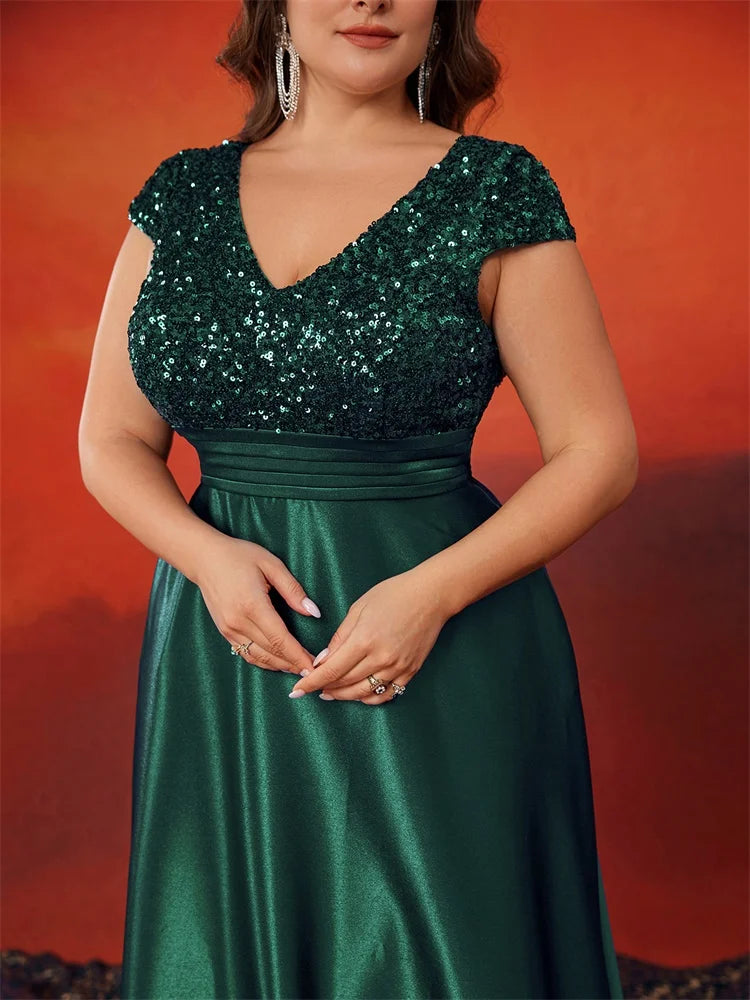 Green Sequin BluePlum Evening Dress - Sparkling Elegance | Blue Plum - Blue Plum