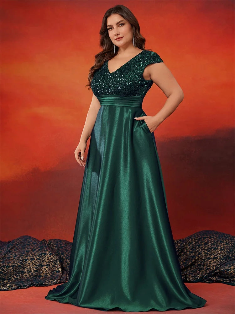 Green Sequin BluePlum Evening Dress - Sparkling Elegance | Blue Plum - Blue Plum