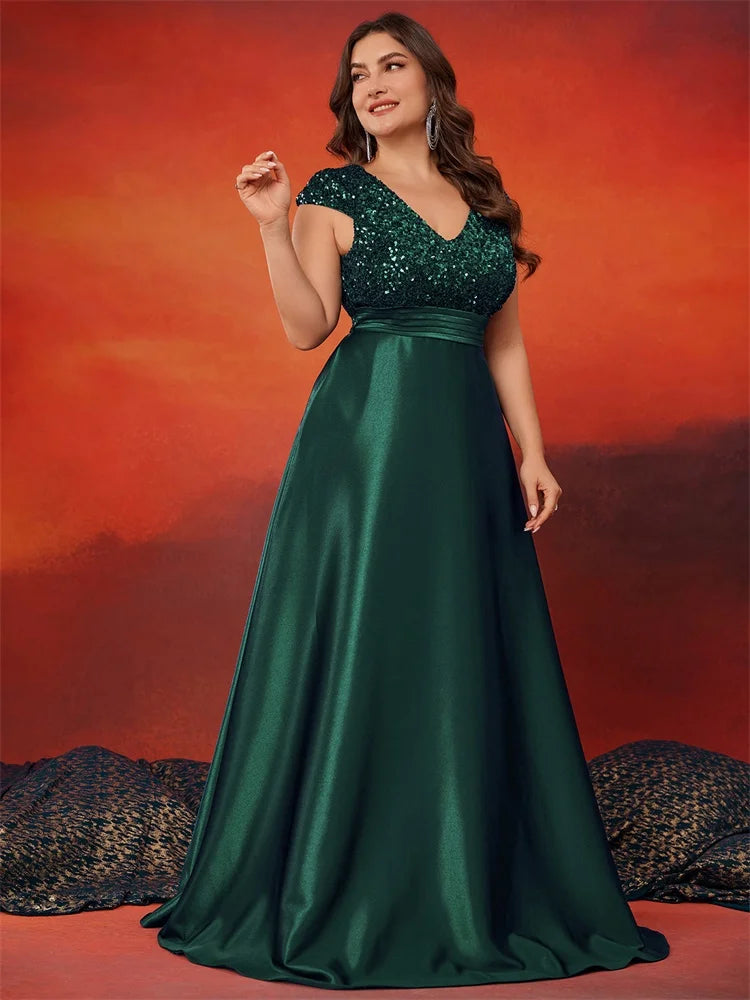 Green Sequin BluePlum Evening Dress - Sparkling Elegance | Blue Plum - Blue Plum