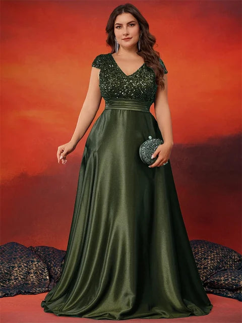 Green Sequin BluePlum Evening Dress - Sparkling Elegance | Blue Plum - Blue Plum