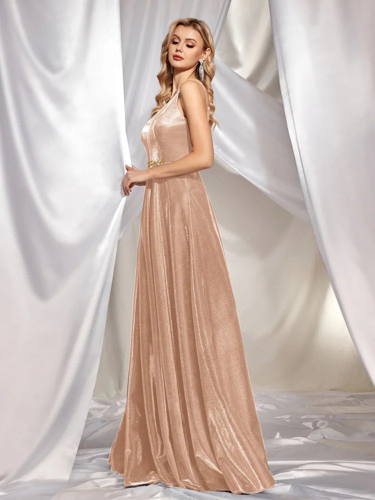 BluePlum Luxury Gold Suspenders Evening Dresses Elegant Women Off Shoulder Cocktail Wedding Party Prom Mermaid Dress Long Gown | Blue Plum - Blue Plum