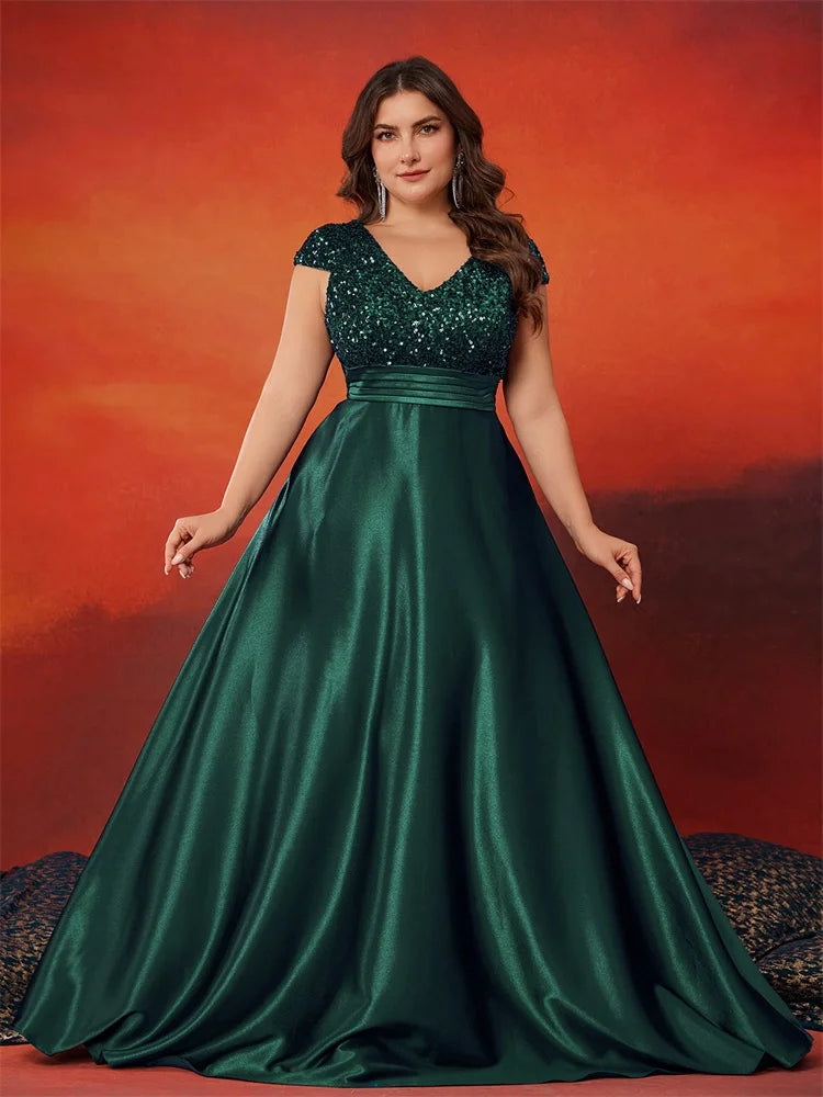 Green Sequin BluePlum Evening Dress - Sparkling Elegance | Blue Plum - Blue Plum