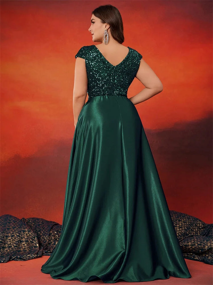 Green Sequin BluePlum Evening Dress - Sparkling Elegance | Blue Plum - Blue Plum