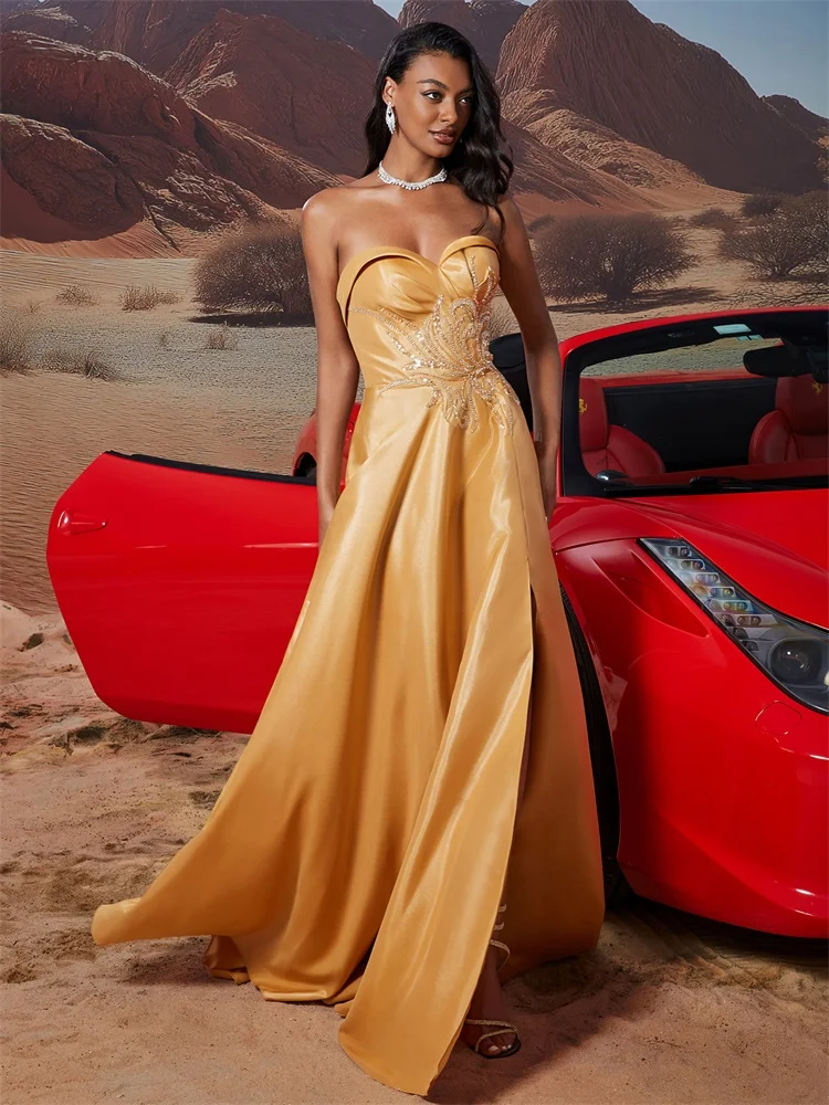 BluePlum - BLUEPLUM Gold Sequin Luxury Formal Evening Dress